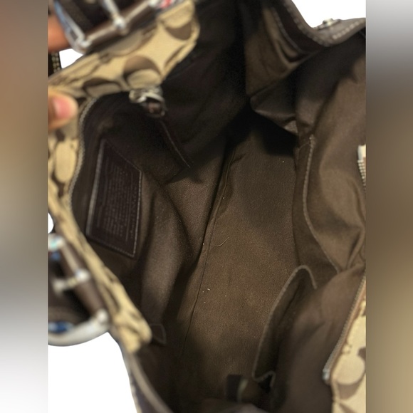 Coach Tan and Brown Signature  Canvas Shoulder Bag - Picture 6 of 17